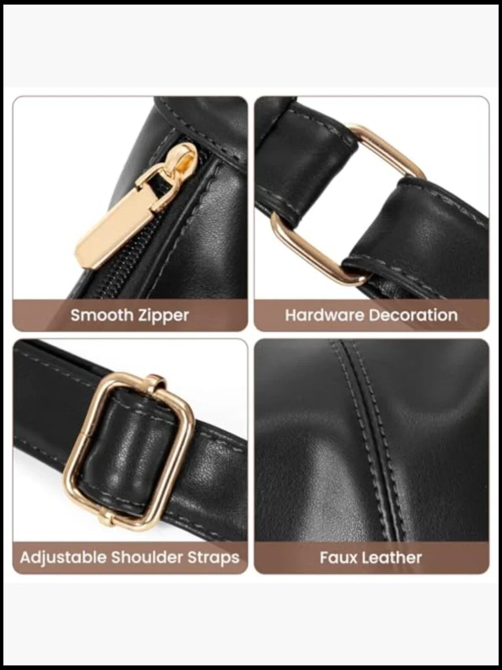 Hobo Tote Bag Faux Leather Slouchy Crossbody Purse Foldable Shoulder Bag